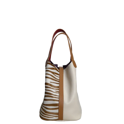 Bolso en cuero para mujer Eva cuero cebra x talco