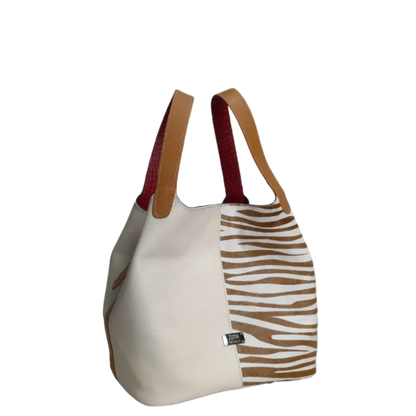 Bolso en cuero para mujer Eva cuero cebra x talco