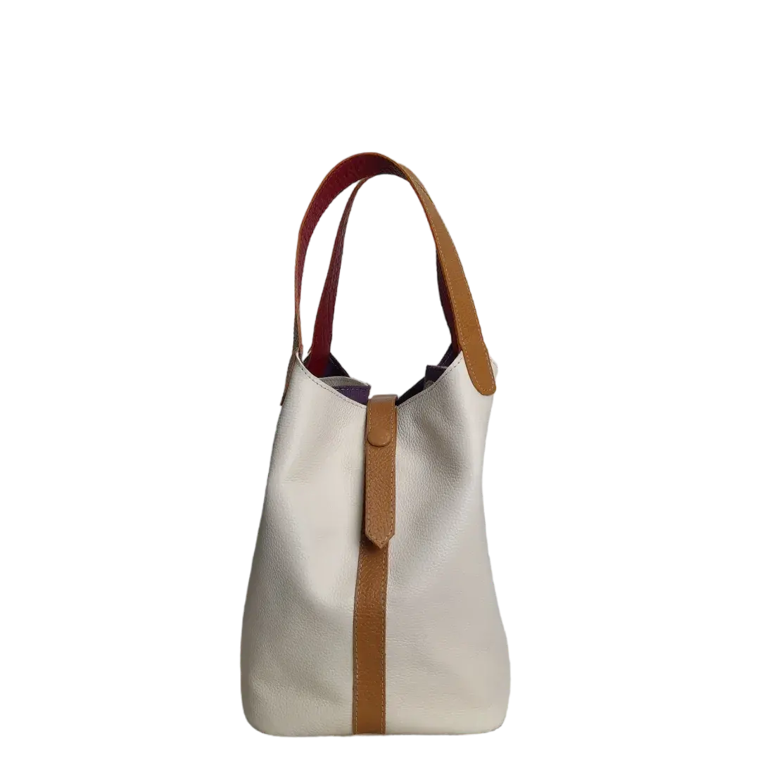 Bolso en cuero para mujer Eva cuero cebra x talco