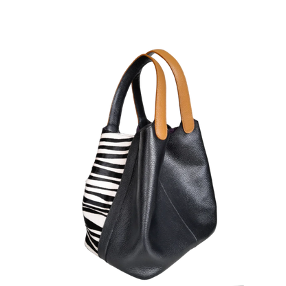 Women's leather bag Eva leather zebra x black