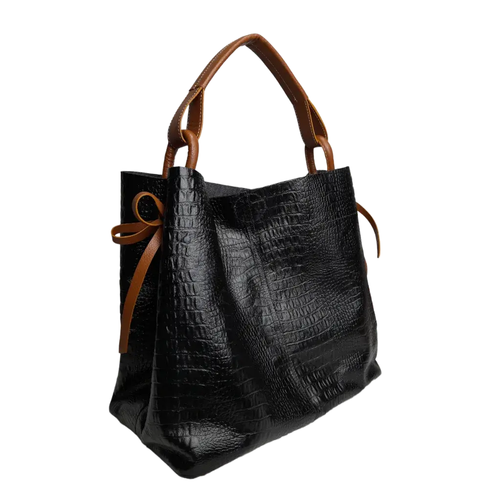 Bolso en cuero para mujer Aubrey Reptil negro