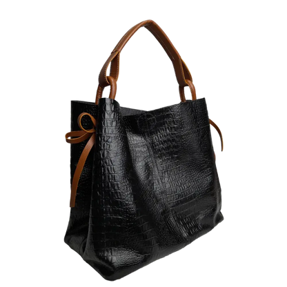 Bolso en cuero para mujer Aubrey Reptil negro