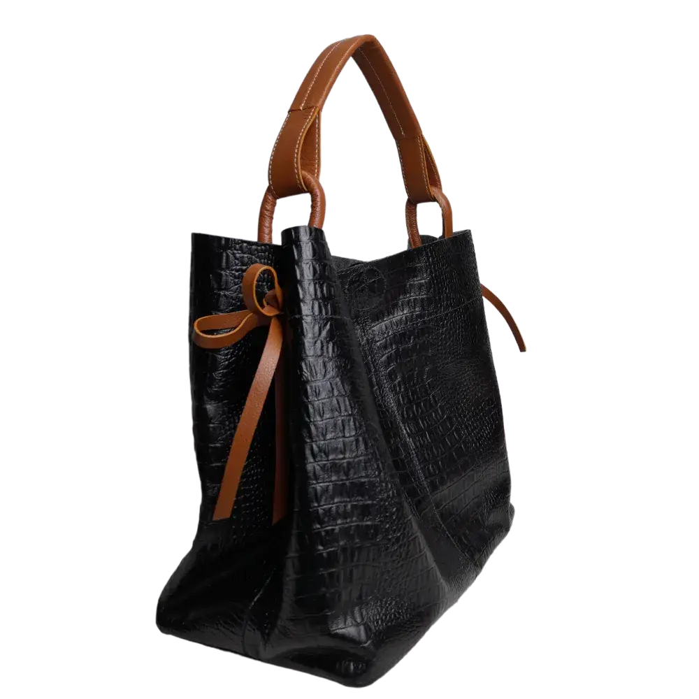 Bolso en cuero para mujer Aubrey Reptil negro