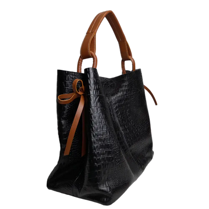 Bolso en cuero para mujer Aubrey Reptil negro