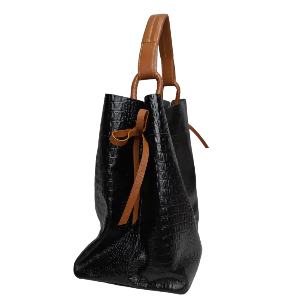 Bolso en cuero para mujer Aubrey Reptil negro