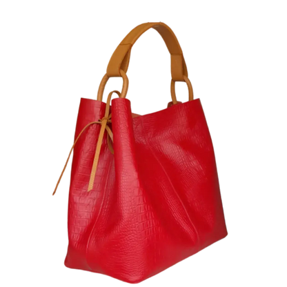 Bolso en cuero para mujer Aubrey Reptil rojo