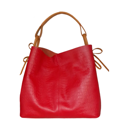 Bolso en cuero para mujer Aubrey Reptil rojo