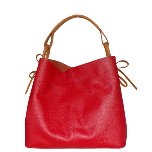 Bolso en cuero para mujer Aubrey Reptil rojo