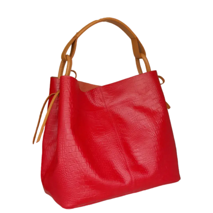 Bolso en cuero para mujer Aubrey Reptil rojo