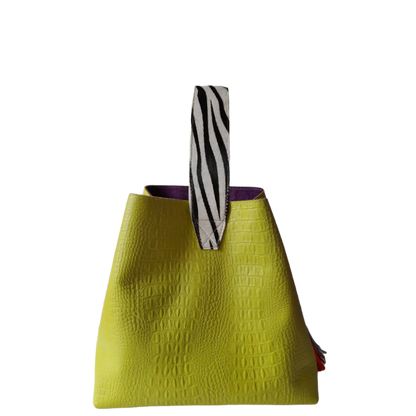 Bolso en cuero para mujer Bella Reptil verde limon