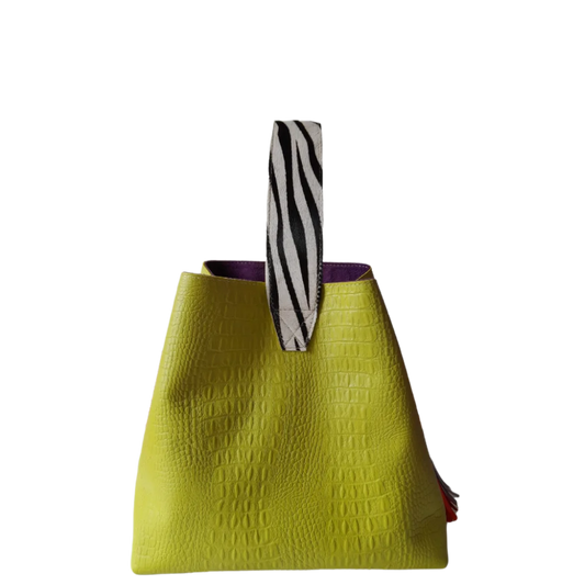 Bolso en cuero para mujer Bella Reptil verde limon