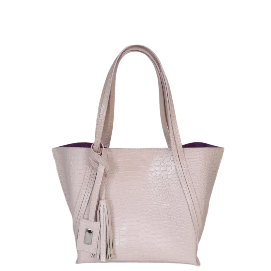 Eleonora nude reptile leather bag for women