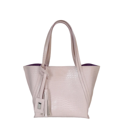 Eleonora nude reptile leather bag for women