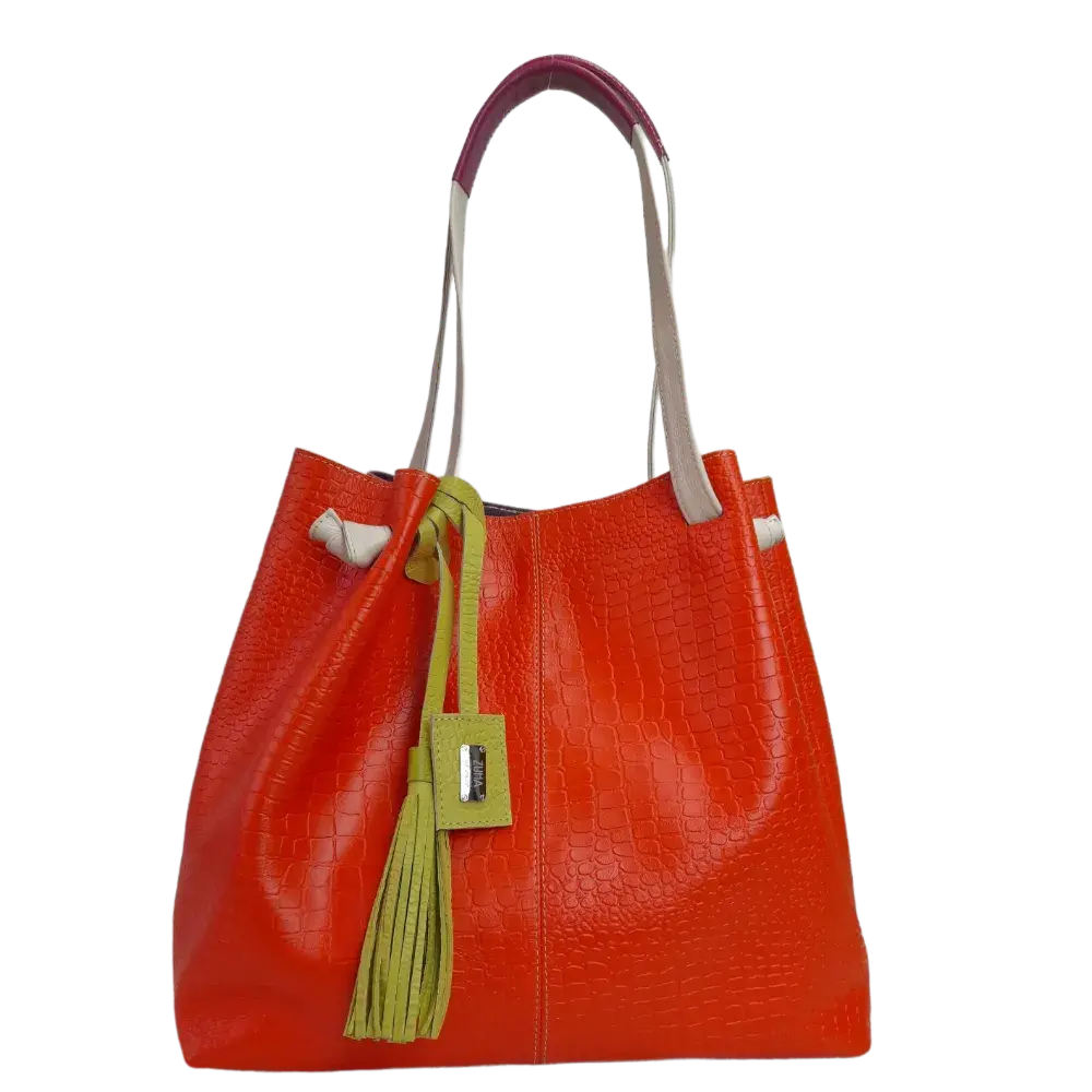 Bolso en cuero para mujer Eleanor Reptil naranja