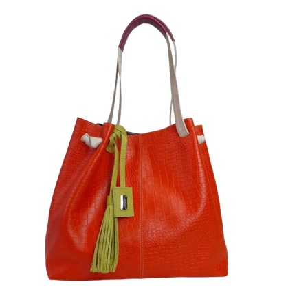 Bolso en cuero para mujer Eleanor Reptil naranja