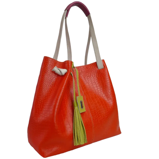 Bolso en cuero para mujer Eleanor Reptil naranja