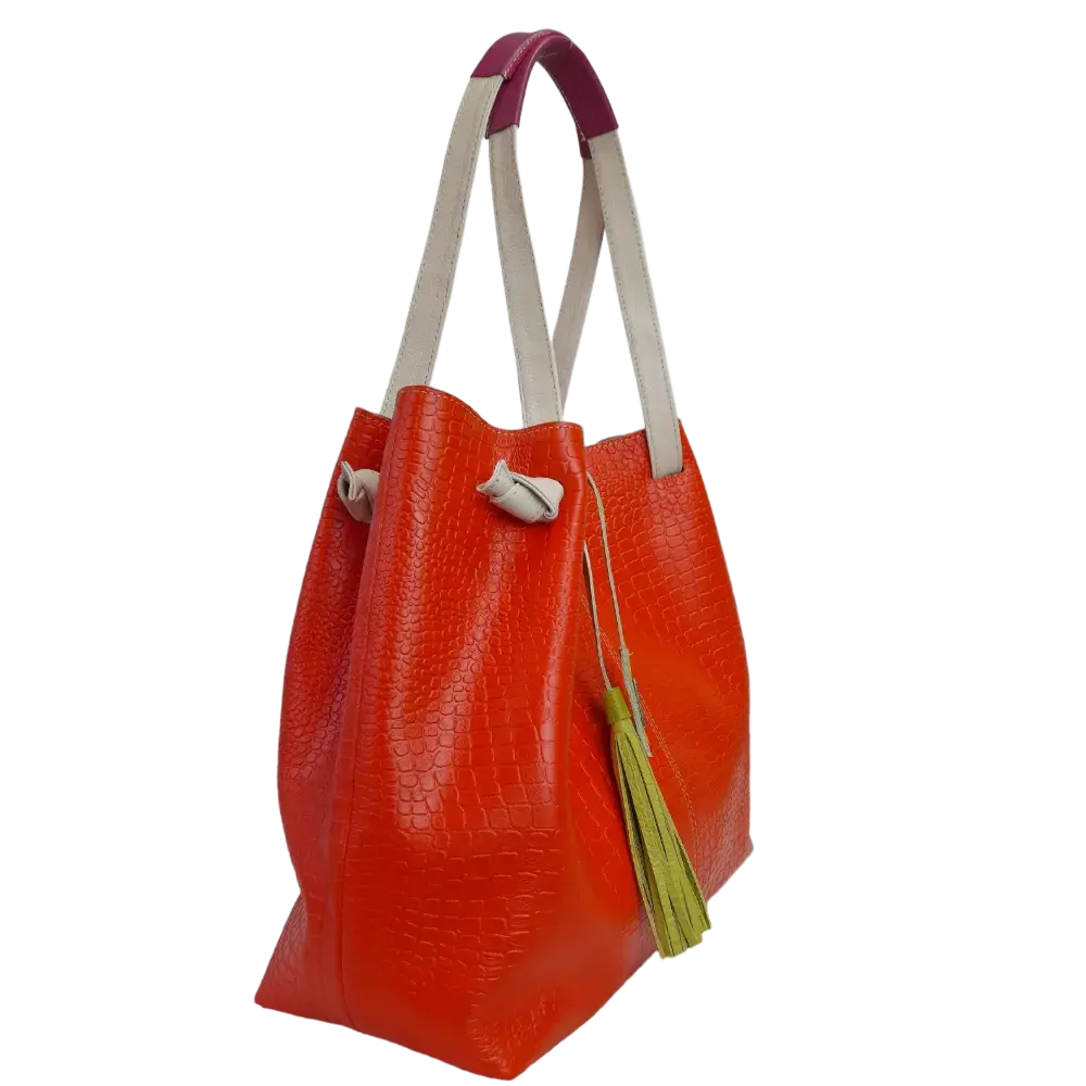 Bolso en cuero para mujer Eleanor Reptil naranja