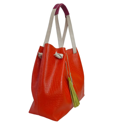 Bolso en cuero para mujer Eleanor Reptil naranja