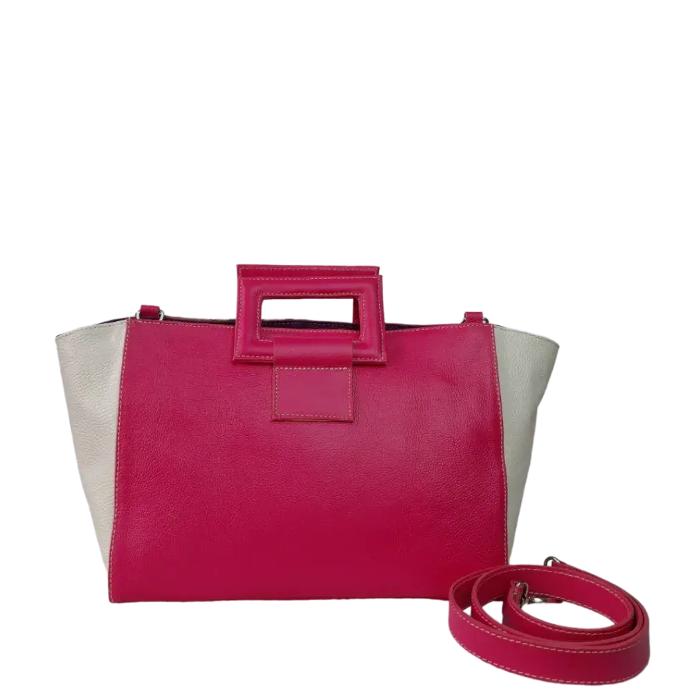 Sabrina Fuchsia women's leather bag with fur