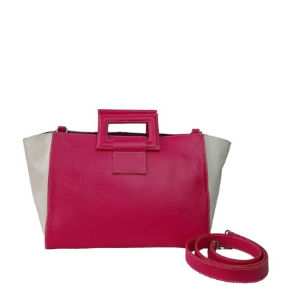 Sabrina Fuchsia women's leather bag with fur