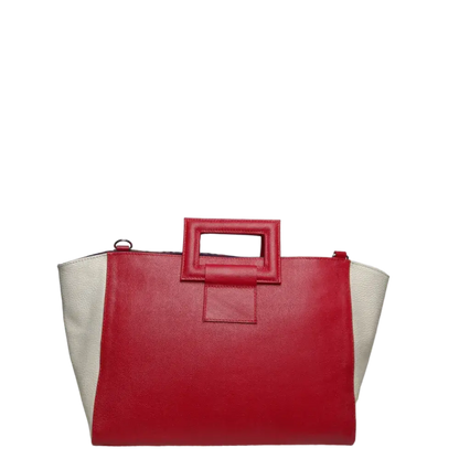 Sabrina women's leather bag in red fur