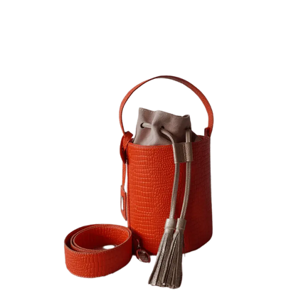 Bolso en cuero para mujer Martina Reptil Naranja