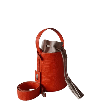 Bolso en cuero para mujer Martina Reptil Naranja