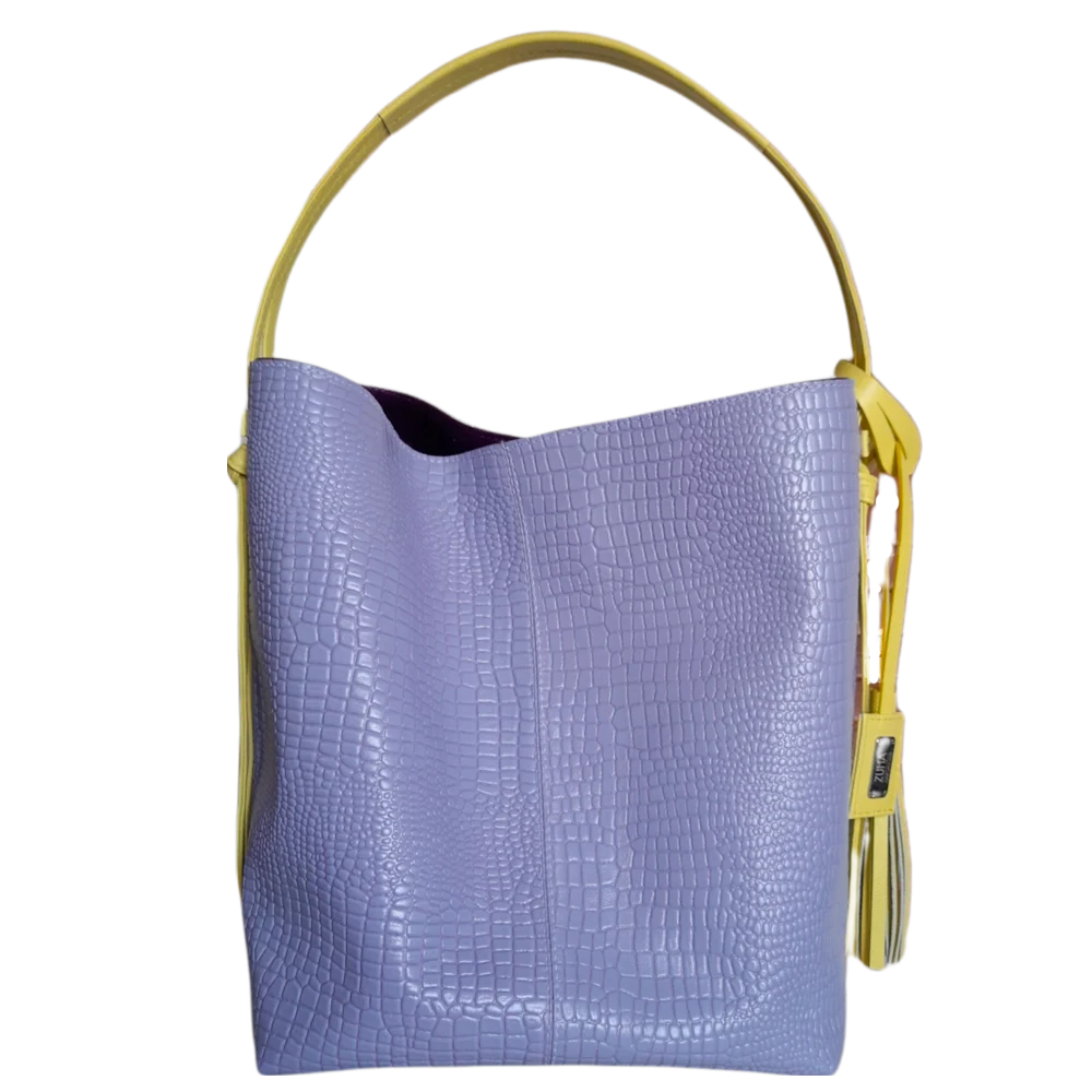 Bolso en cuero para mujer Grace Reptil lila