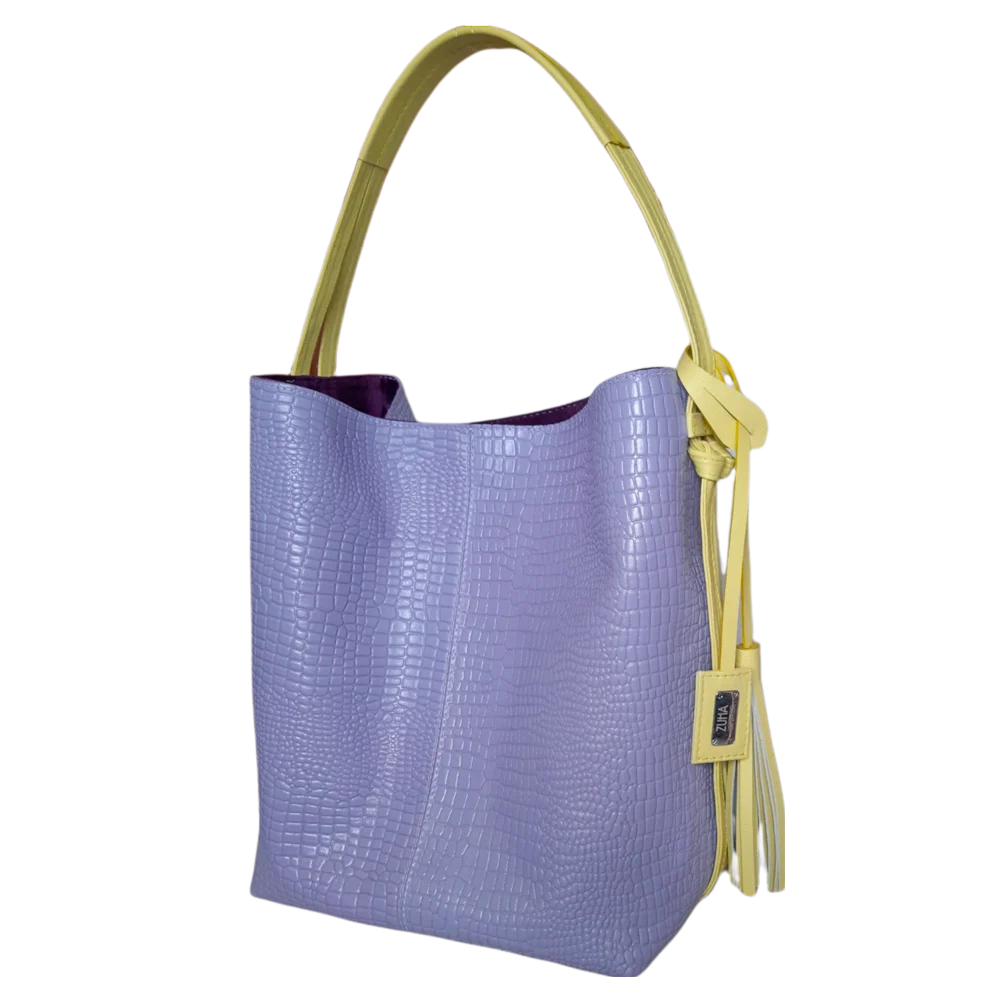 Bolso en cuero para mujer Grace Reptil lila