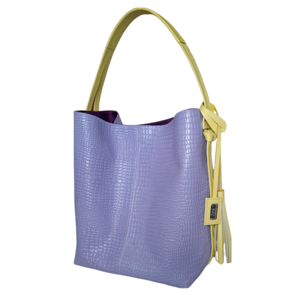 Bolso en cuero para mujer Grace Reptil lila