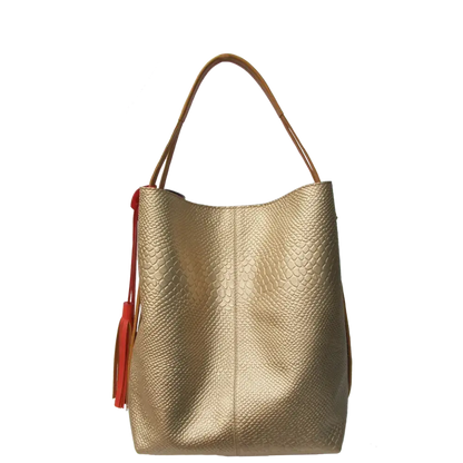 Bolso en cuero para mujer Grace Anaconda Oro peltre