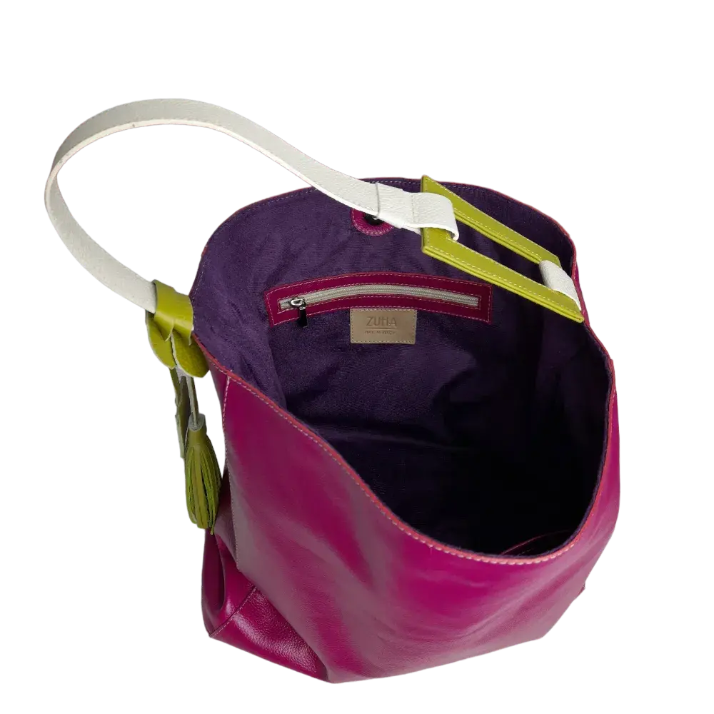 Bolso en cuero para mujer Hannah Fucsia