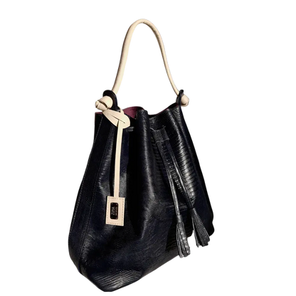 Bolso en cuero para mujer Jade Reptil negro