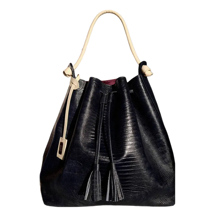 Bolso en cuero para mujer Jade Reptil negro