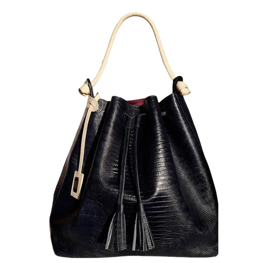 Bolso en cuero para mujer Jade Reptil negro