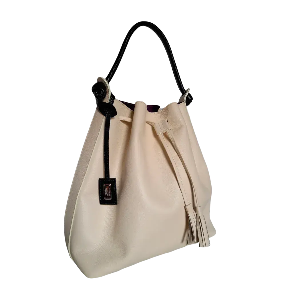 Bolso en cuero para mujer Jade color talco