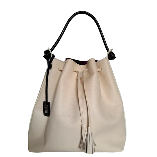 Jade women's leather bag in talcum color