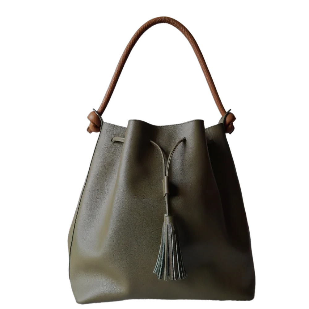 Bolso en cuero para mujer Jade Verde Aceituna