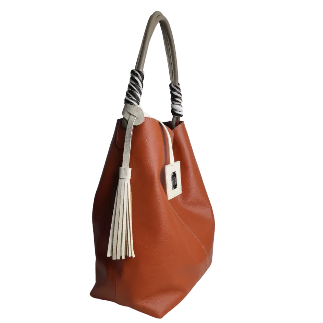 Bolso en cuero para mujer Leah Jengibre