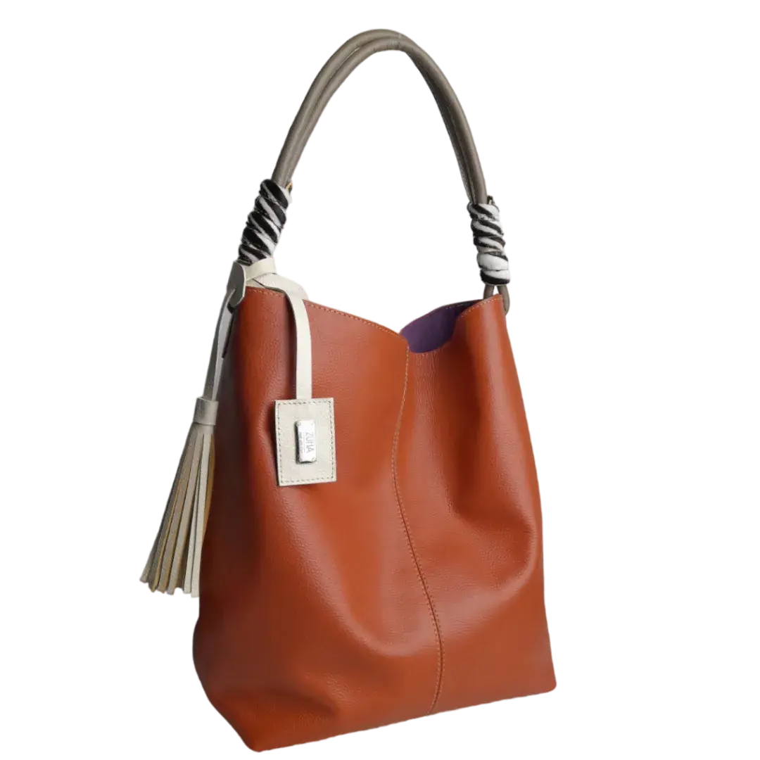 Bolso en cuero para mujer Leah Jengibre