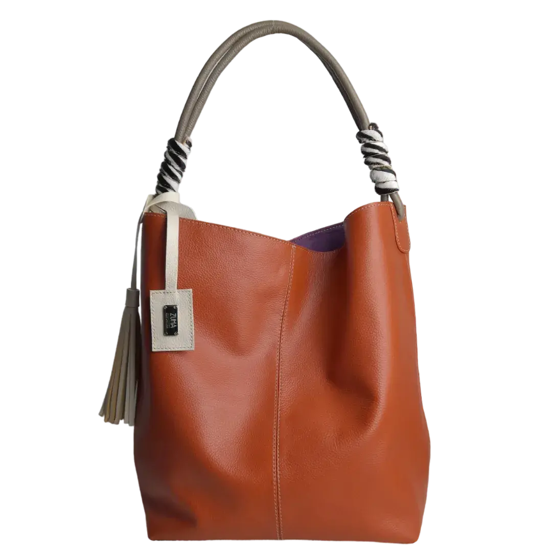 Bolso en cuero para mujer Leah Jengibre