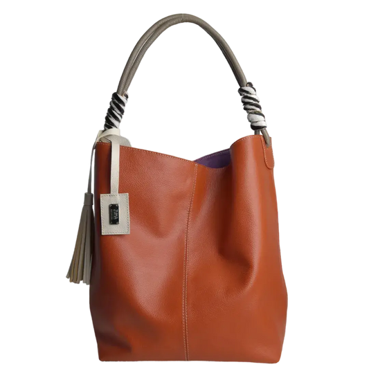 Bolso en cuero para mujer Leah Jengibre