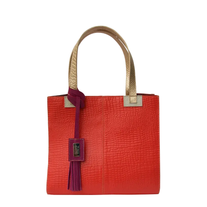 Bolso en cuero para mujer Sara Reptil Naranja