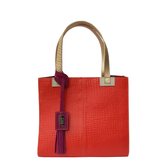 Bolso en cuero para mujer Sara Reptil Naranja