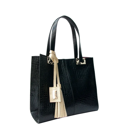 Bolso en cuero para mujer Sara reptil negro