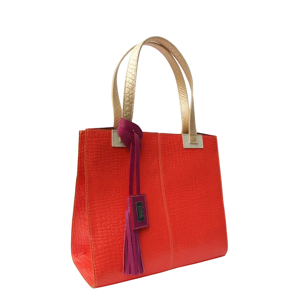 Bolso en cuero para mujer Sara Reptil Naranja