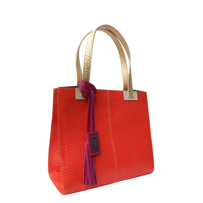 Bolso en cuero para mujer Sara Reptil Naranja