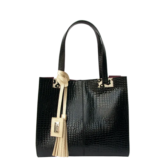 Bolso en cuero para mujer Sara reptil negro