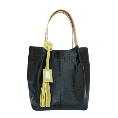 Bolso en cuero para mujer Alexa Reptil negro