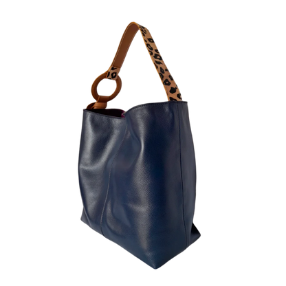 Bolso en cuero para mujer Nora azul oscuro